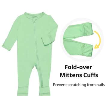 Footless Pajamas Baby Girl, Soft Rayon Zipper Pajamas for Baby Boy Sage 3-6 Months