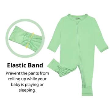 Footless Pajamas Baby Girl, Soft Rayon Zipper Pajamas for Baby Boy Sage 3-6 Months