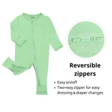 Footless Pajamas Baby Girl, Soft Rayon Zipper Pajamas for Baby Boy Sage 3-6 Months