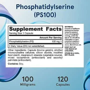 Jarrow Formulas® PS100 Phosphatidylserine, 100 mg, Dietary Supplement for Brain Health and Cognition Support, 120 Capsules, Up To a 120 Day Supply