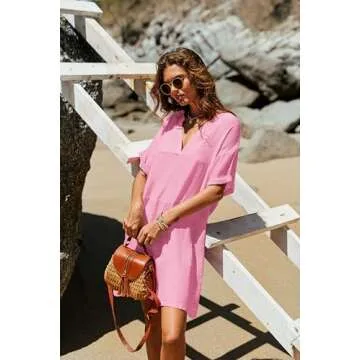 AI'MAGE Women Summer Beachwear Dress V Neck Sexy Loose Flowy Bikini Cover Up Swimwear Dress