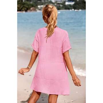 AI'MAGE Women Summer Beachwear Dress V Neck Sexy Loose Flowy Bikini Cover Up Swimwear Dress