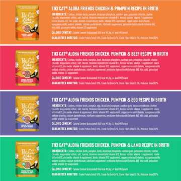 Tiki Cat Aloha Friends Variety Pack, Meaty Flavors Mixed with Pumpkin, Wet, High-Protein & High-Moisture Cat Food, For All Life Stages, 2.5 oz. Pouch (Pack of 12)