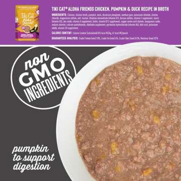 Tiki Cat Aloha Friends Variety Pack, Meaty Flavors Mixed with Pumpkin, Wet, High-Protein & High-Moisture Cat Food, For All Life Stages, 2.5 oz. Pouch (Pack of 12)