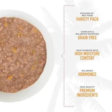 Tiki Cat Aloha Friends Variety Pack, Meaty Flavors Mixed with Pumpkin, Wet, High-Protein & High-Moisture Cat Food, For All Life Stages, 2.5 oz. Pouch (Pack of 12)