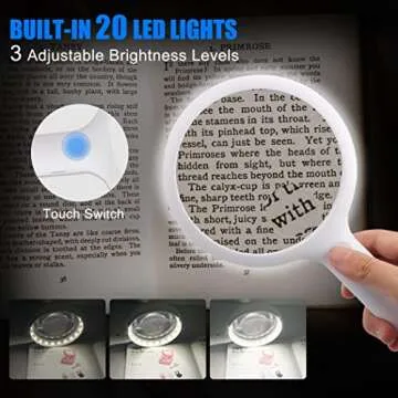 Rechargeable 20 LED Illuminated Magnifying Glass - Clarity & Comfort