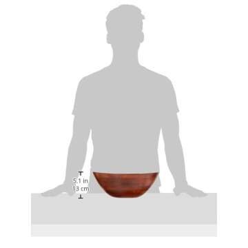 Lipper International Cherry Finished Wavy Rim Serving Bowl with 2 Salad Hands, Large, 13" x 12.5" x 5", 3-Piece Set