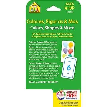 School Zone - Bilingual Colors, Shapes & More Flash Cards - Ages 4+, Preschool to Kindergarten, ESL,...