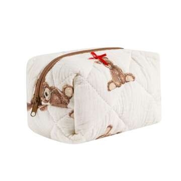 Cute Floral Cotton Makeup Bag for Women and Girls