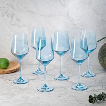 Stylish Blue Wine Glass Set - Handmade Glassware for All Occasions