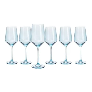 Stylish Blue Wine Glass Set - Handmade Glassware for All Occasions
