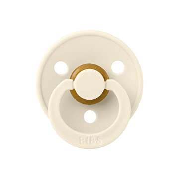 BIBS Pacifiers Colour Collection | Natural Rubber Baby Pacifier | Set of 2 BPA-Free Soothers | Made in Denmark | 0+ Months (Pack of 2) | Ivory/Petrol