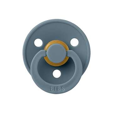 BIBS Pacifiers Colour Collection | Natural Rubber Baby Pacifier | Set of 2 BPA-Free Soothers | Made in Denmark | 0+ Months (Pack of 2) | Ivory/Petrol