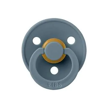 BIBS Pacifiers Colour Collection | Natural Rubber Baby Pacifier | Set of 2 BPA-Free Soothers | Made in Denmark | 0+ Months (Pack of 2) | Ivory/Petrol