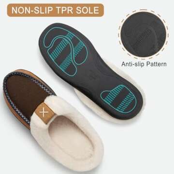 Homitem Men's Memory Foam Slippers,Fuzzy Wool-Like Plush Fleece Lined House Shoes Indoor Outdoor Slippers for Men, Anti-Skid Rubber Sole Home Bedroom Slippers(Size 11-12,Coffee)