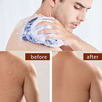 African Net Long Bath Net Sponge,JASSINS African Bathing Sponge,Body Exfoliating Long Net Shower Body Scrubber Back Scrubber Skin Smoother,Stretch Length to 66 INCH (Blue)