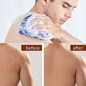 African Net Long Bath Net Sponge,JASSINS African Bathing Sponge,Body Exfoliating Long Net Shower Body Scrubber Back Scrubber Skin Smoother,Stretch Length to 66 INCH (Blue)