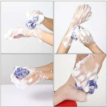 African Net Long Bath Net Sponge,JASSINS African Bathing Sponge,Body Exfoliating Long Net Shower Body Scrubber Back Scrubber Skin Smoother,Stretch Length to 66 INCH (Blue)