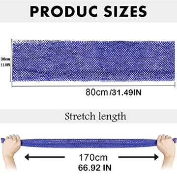 African Net Long Bath Net Sponge,JASSINS African Bathing Sponge,Body Exfoliating Long Net Shower Body Scrubber Back Scrubber Skin Smoother,Stretch Length to 66 INCH (Blue)