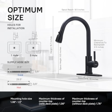 Stylish WEWE Black Kitchen Faucet with Pull Down Sprayer