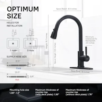 Stylish WEWE Black Kitchen Faucet with Pull Down Sprayer