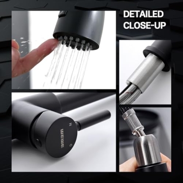 Stylish WEWE Black Kitchen Faucet with Pull Down Sprayer