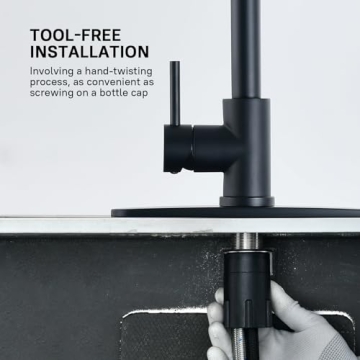 Stylish WEWE Black Kitchen Faucet with Pull Down Sprayer