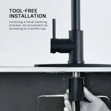 Stylish WEWE Black Kitchen Faucet with Pull Down Sprayer