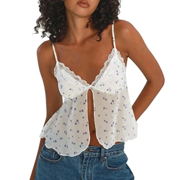 Women Y2K Backless Crop Top - Stylish Lace Trim Design