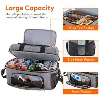 Lifewit Large Cooler Bag 27/32/48 Cans Insulated Lunch Bag Lightweight Portable Cool Bag Double Layer for Picnic, Beach, Work, Trip, Gray