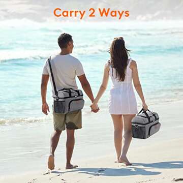 Lifewit Large Cooler Bag 27/32/48 Cans Insulated Lunch Bag Lightweight Portable Cool Bag Double Layer for Picnic, Beach, Work, Trip, Gray