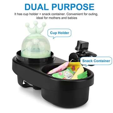 Accmor 2 in 1 Stroller Cup Holder with Snack Tray, Universal Stroller Tray Snack Catcher Drinks Hold...