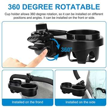 Accmor 2 in 1 Stroller Cup Holder with Snack Tray, Universal Stroller Tray Snack Catcher Drinks Holder, Stroller Snack Tray Ideal for Mom and Baby