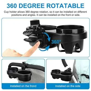 Accmor 2 in 1 Stroller Cup Holder with Snack Tray, Universal Stroller Tray Snack Catcher Drinks Holder, Stroller Snack Tray Ideal for Mom and Baby