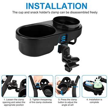 Accmor 2 in 1 Stroller Cup Holder with Snack Tray, Universal Stroller Tray Snack Catcher Drinks Holder, Stroller Snack Tray Ideal for Mom and Baby