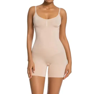 SHAPERX Bodysuit for Women Tummy Control Shapewear Mid-Thigh Seamless Full Body Shaper, SZ6224-Beige...