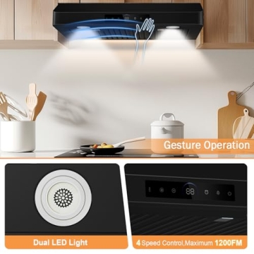 TAZPI 30 Inch Under Cabinet Range Hood 1200CFM with Smart Control & Gesture Sensing
