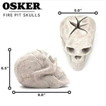OSKER Ceramic Fireproof Fire Pit Skull Log for Bonfire, Campfire, Fireplace, Firepit | Halloween Decor | for Gas, Propane, or Wood Fires | 9 Inch - Light Beige