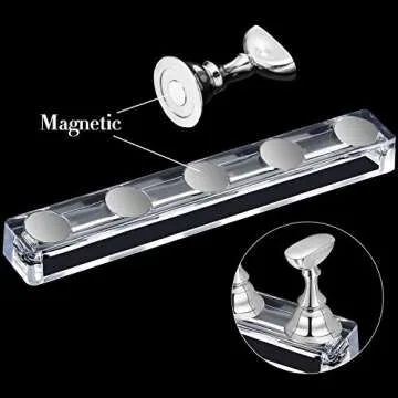 6 Sets Magnetic Nail Tip Display Holder Acrylic Display Stand Nail Tip Practice Art Training Stand for DIY Manicure Fingernail Salon(Silver)