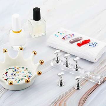 6 Sets Magnetic Nail Tip Display Holder Acrylic Display Stand Nail Tip Practice Art Training Stand for DIY Manicure Fingernail Salon(Silver)