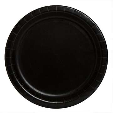 Solid Black Round Paper Dinner Plates - 9" (Pack of 16) - Eco-Friendly & Disposable Tableware - Perf...