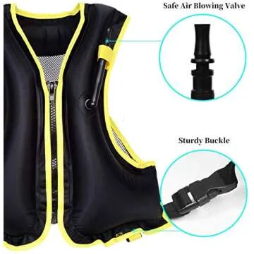 OMOUBOI Snorkel Vests Adults Inflatable Floatage Jackets Lightweight Kayak Buoyancy Vest Portable Floatage Vests for Diving Surfing Swimming Outdoor Water Sports (Suitable for 90-220lbs)
