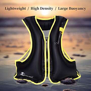 OMOUBOI Snorkel Vests Adults Inflatable Floatage Jackets Lightweight Kayak Buoyancy Vest Portable Floatage Vests for Diving Surfing Swimming Outdoor Water Sports (Suitable for 90-220lbs)