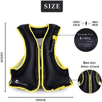 OMOUBOI Snorkel Vests Adults Inflatable Floatage Jackets Lightweight Kayak Buoyancy Vest Portable Floatage Vests for Diving Surfing Swimming Outdoor Water Sports (Suitable for 90-220lbs)