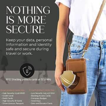 BULL GUARD Crossbody Leather Wallet Phone Purse, Anti Theft and RFID Blocking, Small Elegant Design for Travel