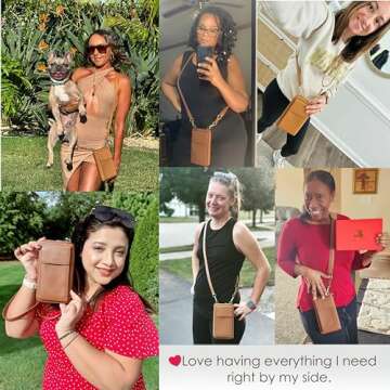 BULL GUARD Crossbody Leather Wallet Phone Purse, Anti Theft and RFID Blocking, Small Elegant Design for Travel