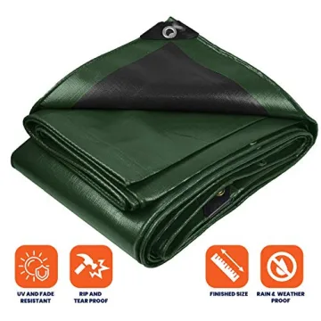 Tarpco Safety Extra Heavy Duty 14 Mil Tarp Cover - Waterproof, UV Resistant, Rip and Tear Proof