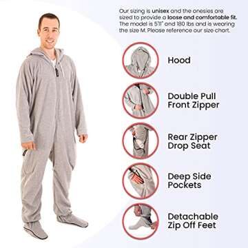 Forever Lazy Blue Plaid Adult Onesie for Comfort