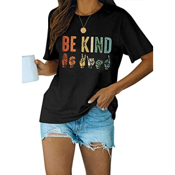 Blooming Jelly Women's Be Kind Shirt - Cute Summer Graphic Tee for Casual Wear