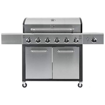 Kenmore 6-Burner Propane Gas BBQ Grill with Side Burner, 73,000 BTUs, Stainless Steel Cabinet Grill ...